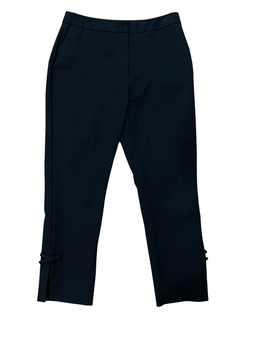 Kate Spade Grant Straight Leg Cropped Pants With Slits And Bows Black Size 4 - Picture 4 of 10